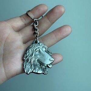 Vintage Afghan Hound Dog Keychain ‘I Love My Afghan Hound’ Rawcliffe Pewter 1982